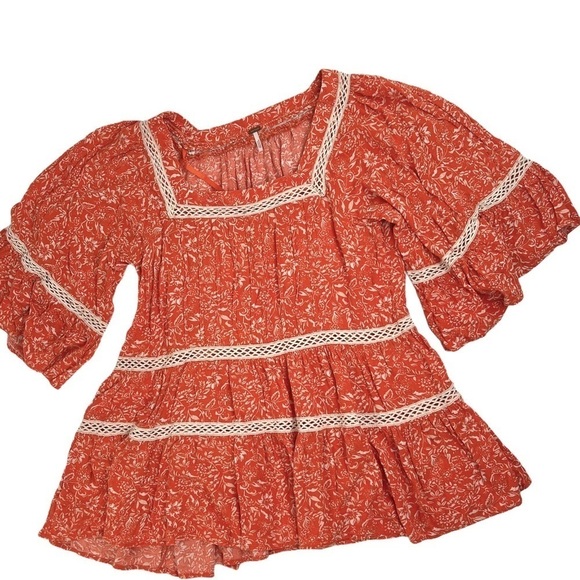 Free People Boho Peasant Flowy Floral Top - Picture 4 of 6